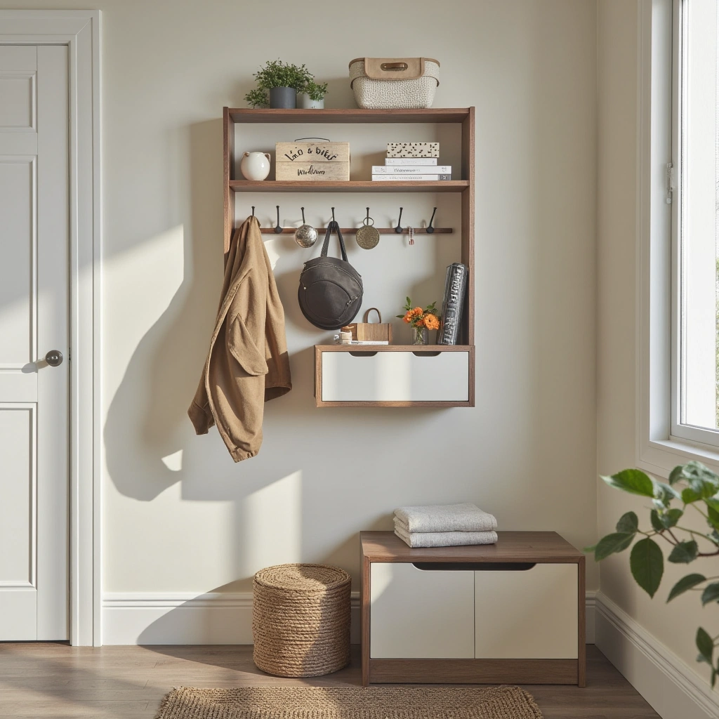 8. Multi-Functional Entryway Organizer with Hooks