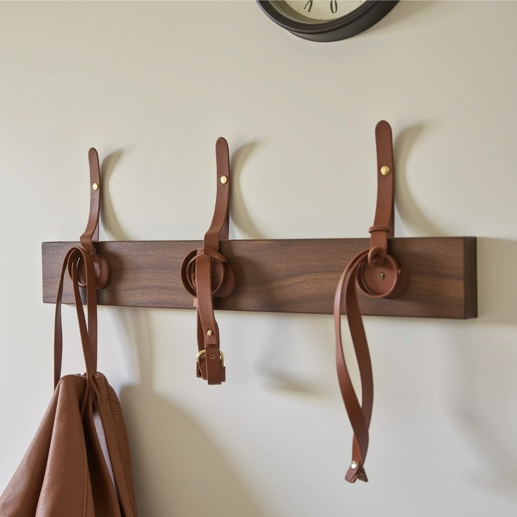 12. Leather Strap Wall Hooks