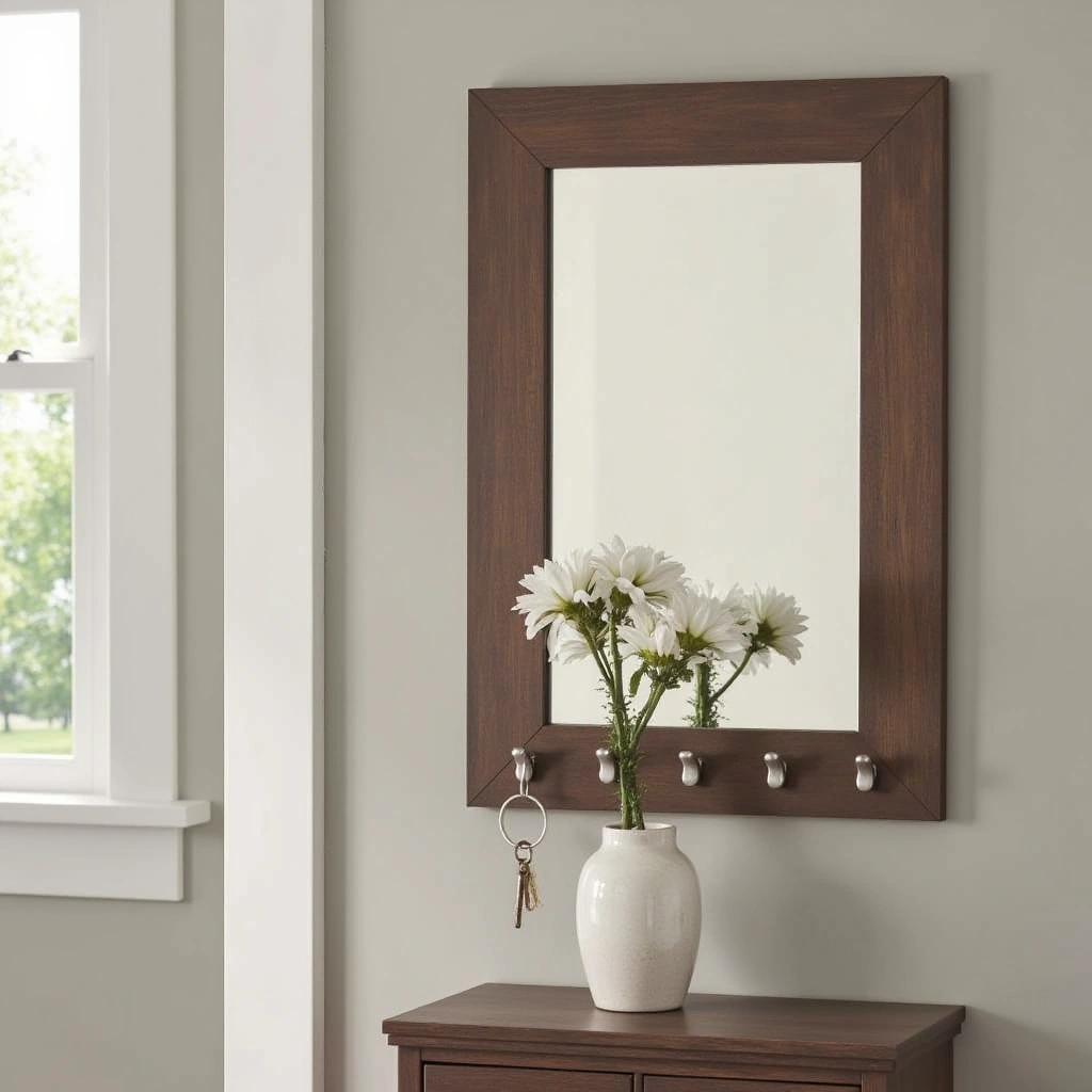 10. Mirror with Integrated Key Hooks