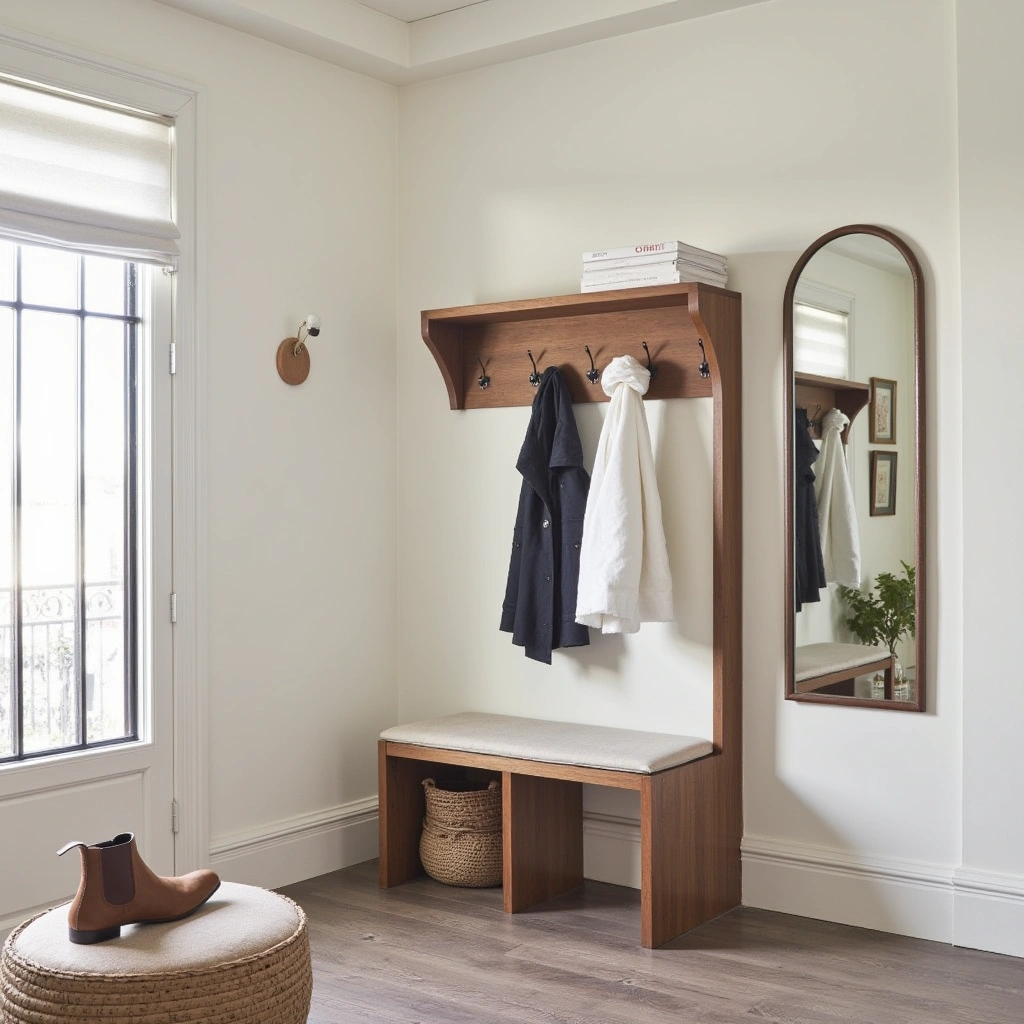 6. Mirrored Coat Rack with Multiple Hooks for Family Homes