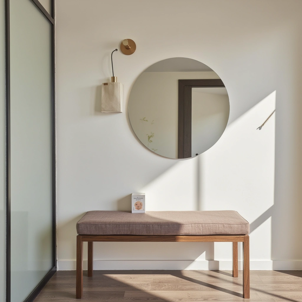 8. Frameless Mirror with Adhesive Hooks for Minimalist Spaces