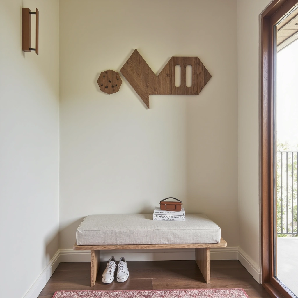 10. Geometric Mirror with Asymmetrical Hooks for Visual Interest