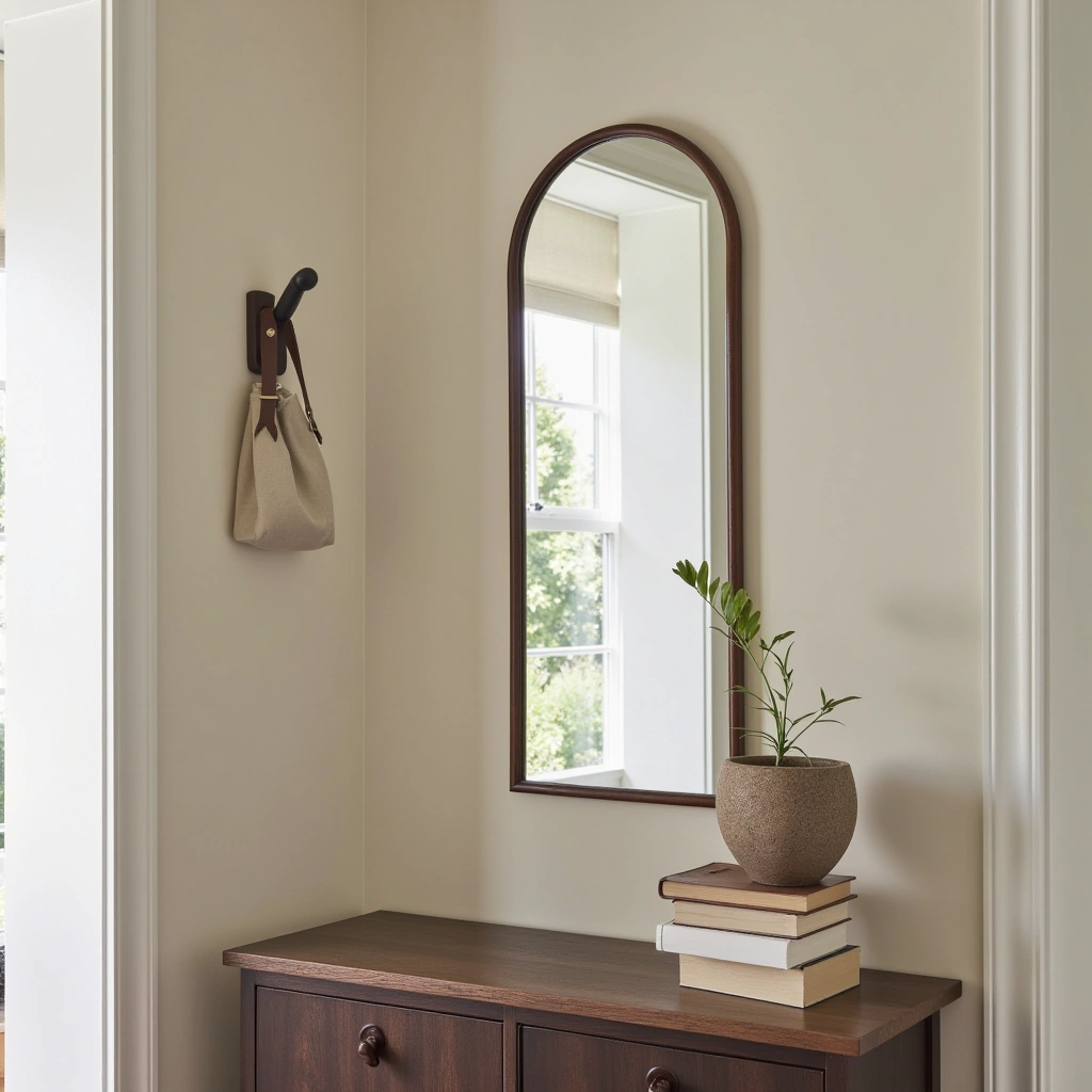 11. Mirror with Leather Strap Hooks for Warm Texture