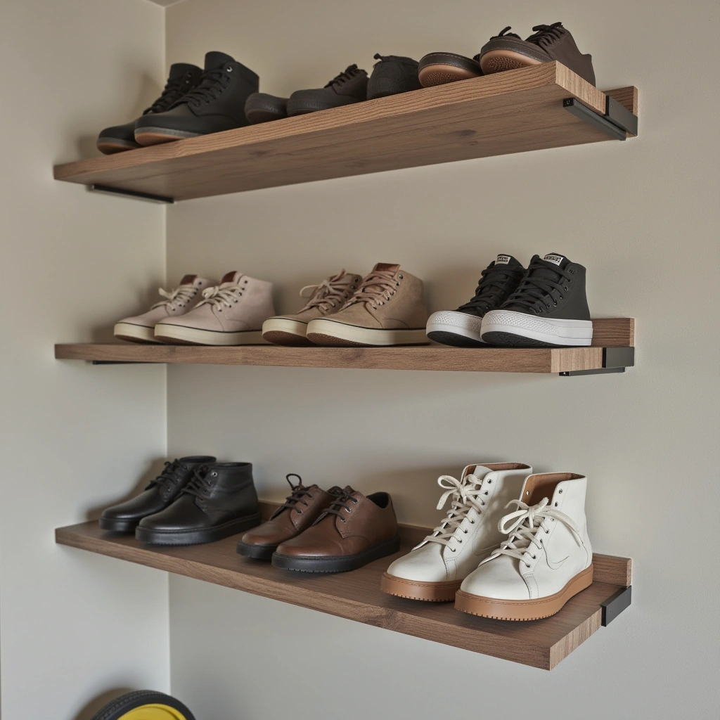 1. Floating Shoe Shelves: Sleek and Minimalist