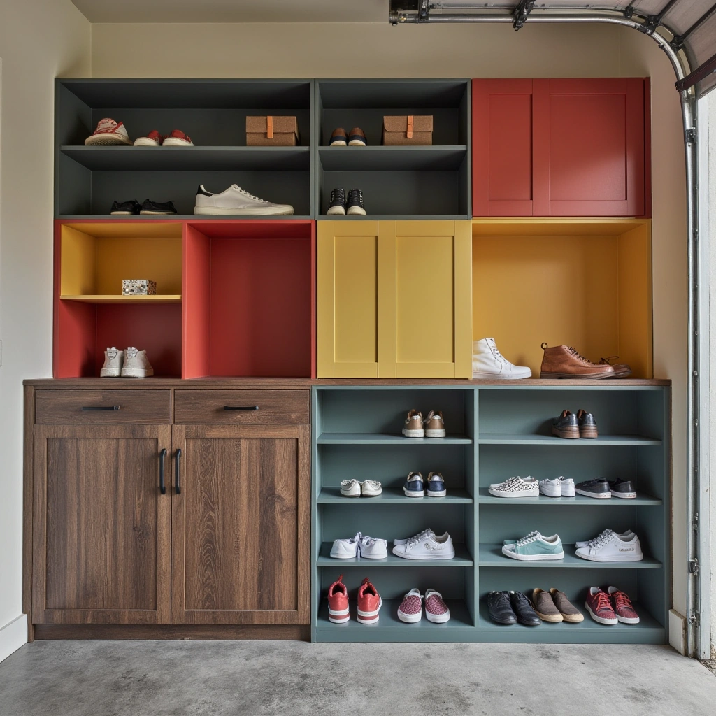 6. Color-Coded Shoe Cubes: Organized and Eye-Catching