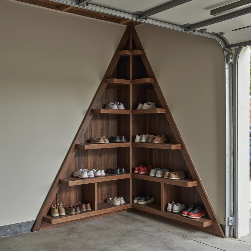 9. Corner Shoe Shelves: Smart Use of Dead Space