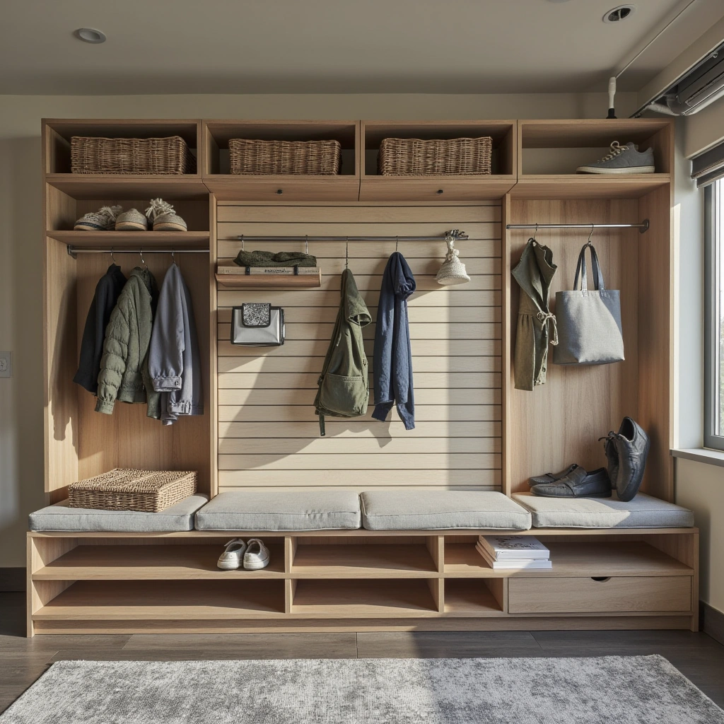 11. Adjustable Slatwall Shoe Storage: Flexible and Professional