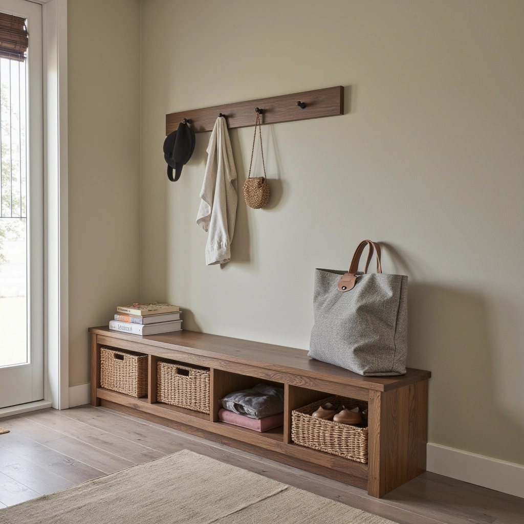 5. Bench with Shoe Storage: Functional Entryway Seating