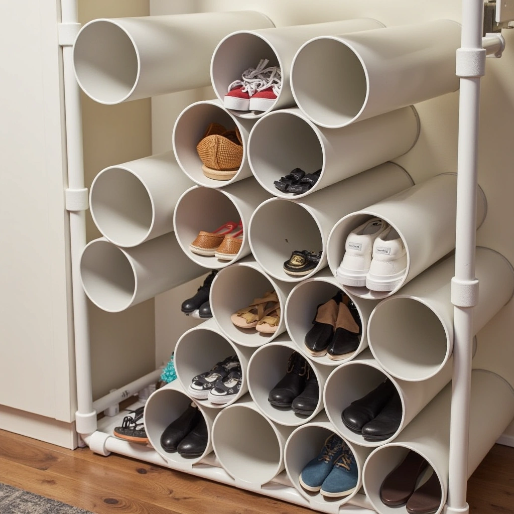 7. PVC Pipe Shoe Organizer: Budget-Friendly DIY