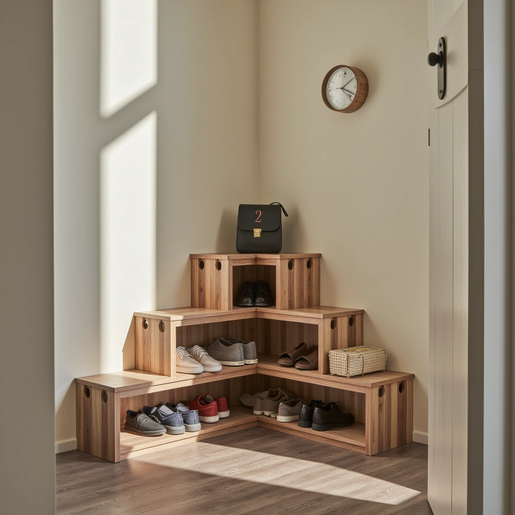 12. Corner Shoe Rack: Space Maximizer