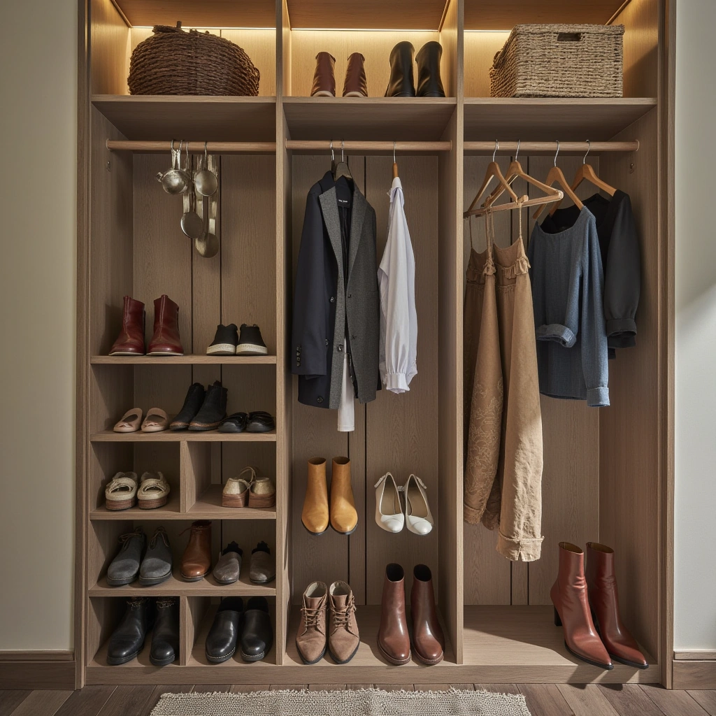 7. Overhead Shoe Racks to Free Floor Space