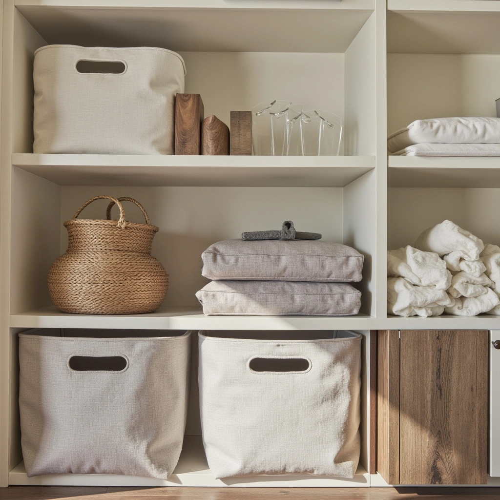 2. Fabric Stackable Bins for Soft Storage