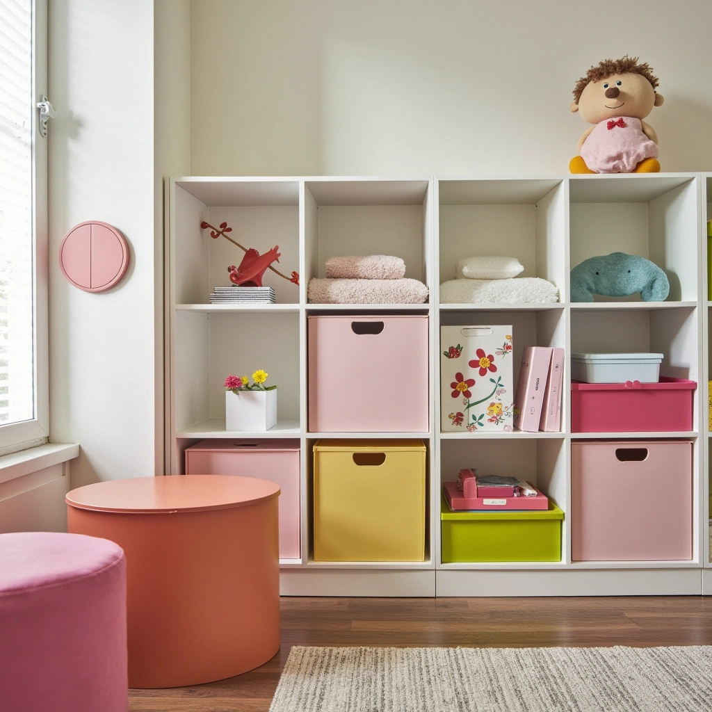 7. Colorful Stackable Bins for Playrooms