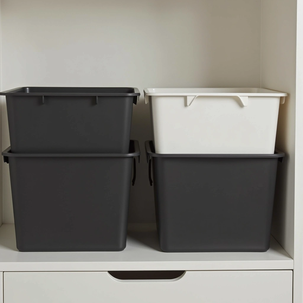 8. Sleek, Matte-Finish Stackable Bins