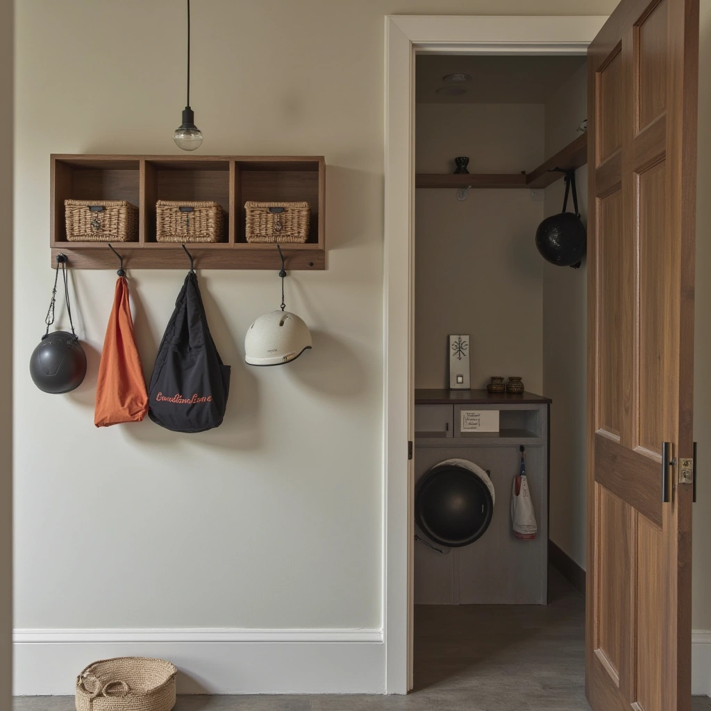 6. Helmet Wall Hooks and Cubbies