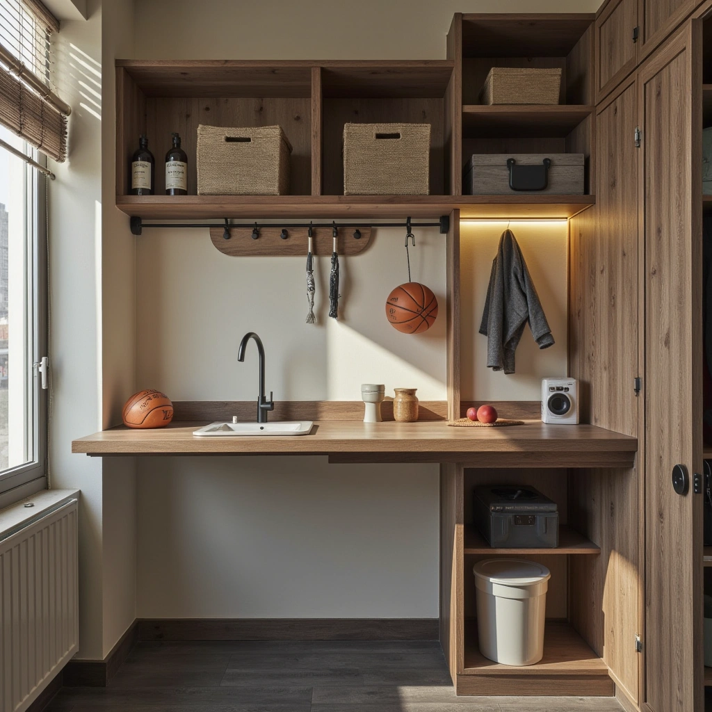 13. Fold-Down Wall-Mounted Workstations