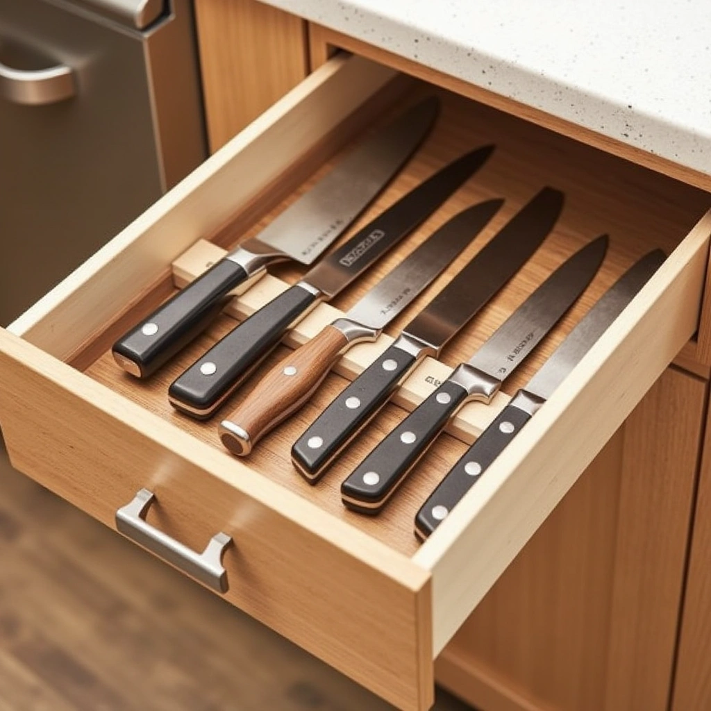 6. Knife Drawer Organizer: Safety Meets Style