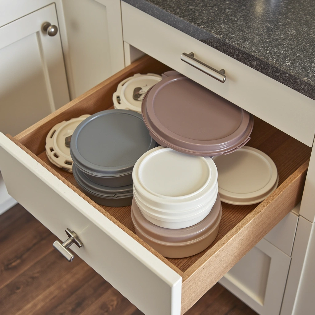 10. Tupperware Drawer with Nesting and Lids Organizer