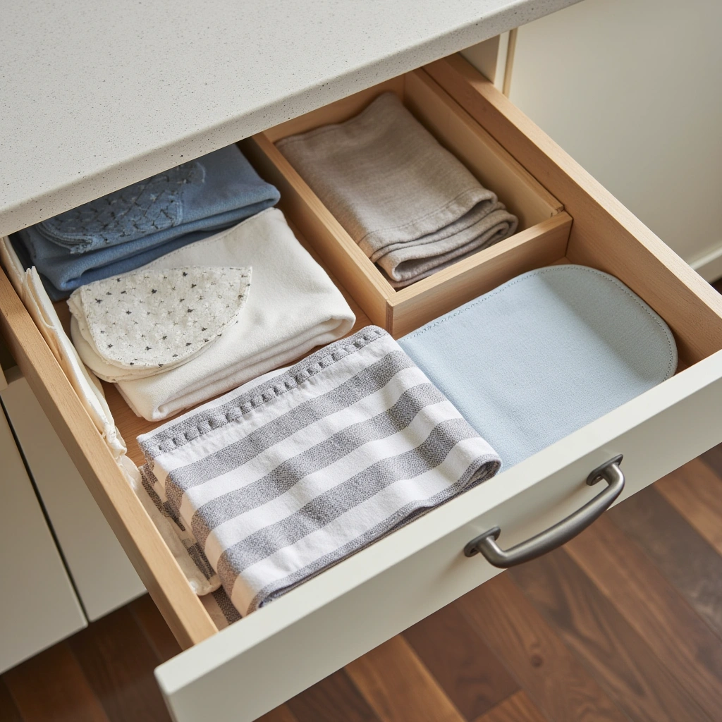 13. Kitchen Linen Drawer with Folded Storage