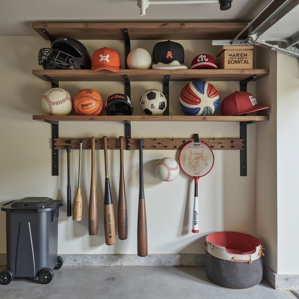 1. Wall-Mounted Sports Gear Racks
