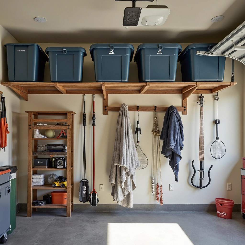 2. Overhead Storage Bins for Seasonal Gear
