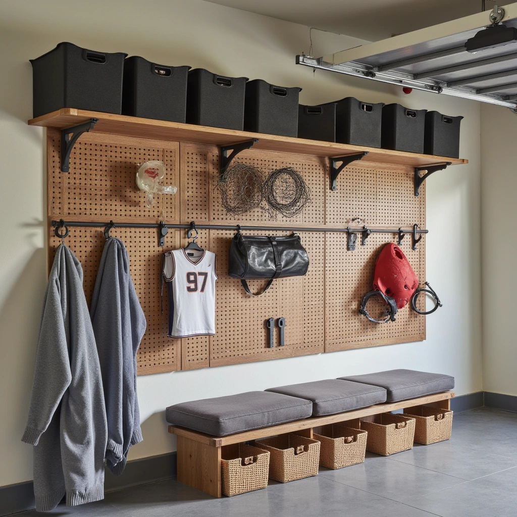 4. Pegboard Walls with Customizable Hooks