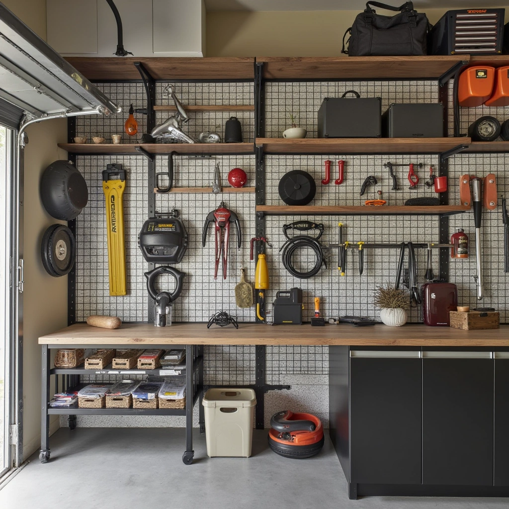 5. Industrial Metal Grid Wall for Heavy-Duty Storage