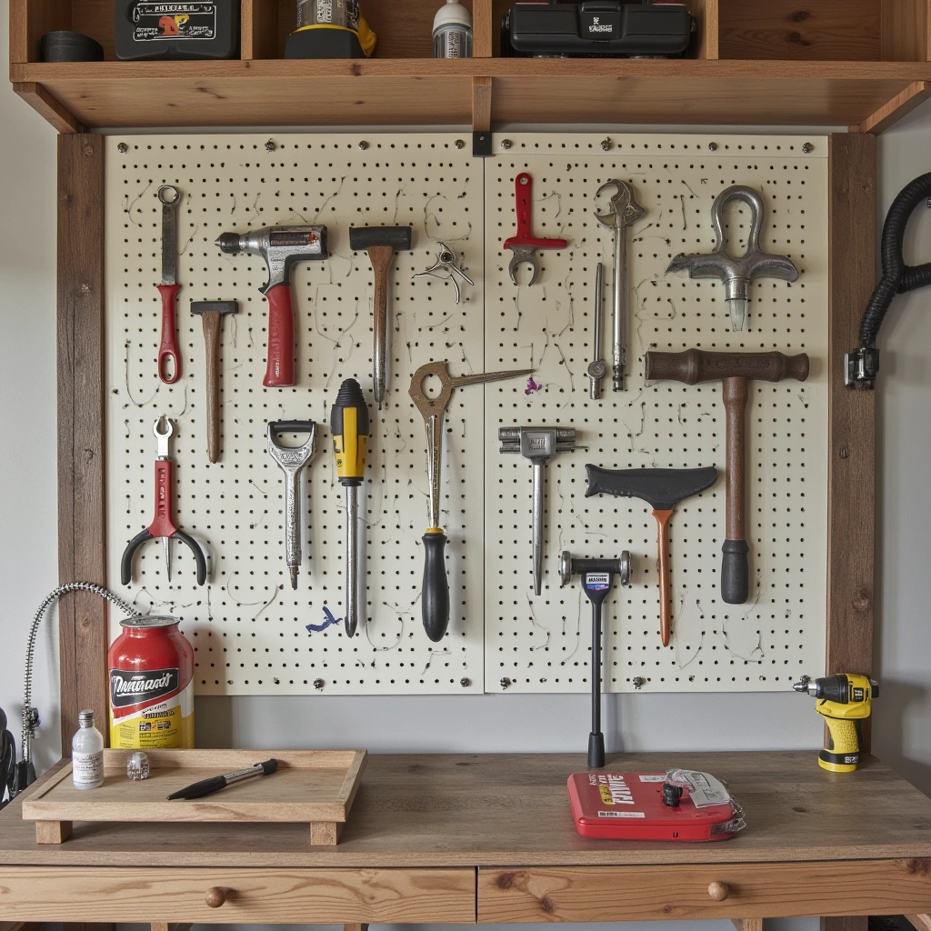 10. Custom Outlined Pegboard for Intuitive Organization