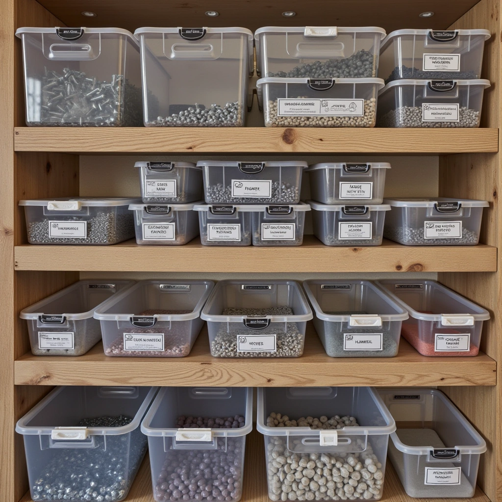 11. Tool Wall with Smart Storage Bins for Small Parts