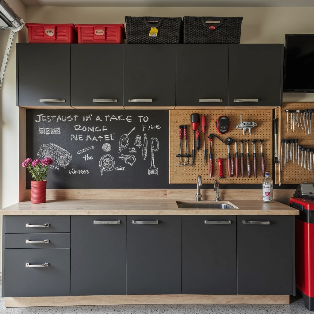 12. Chalkboard Tool Wall for Dynamic Notes and Labels