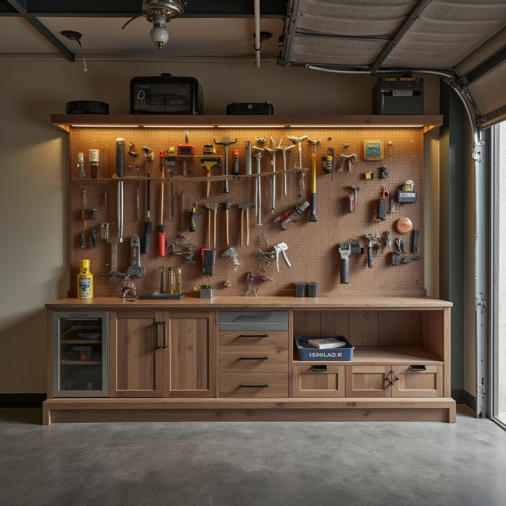 13. Smart Garage Tool Wall with Digital Inventory