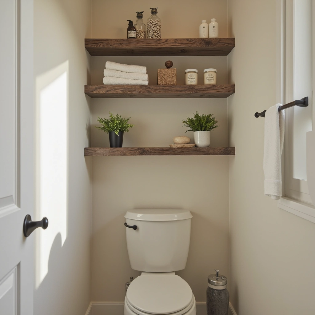 1. Rustic Wooden Floating Shelves