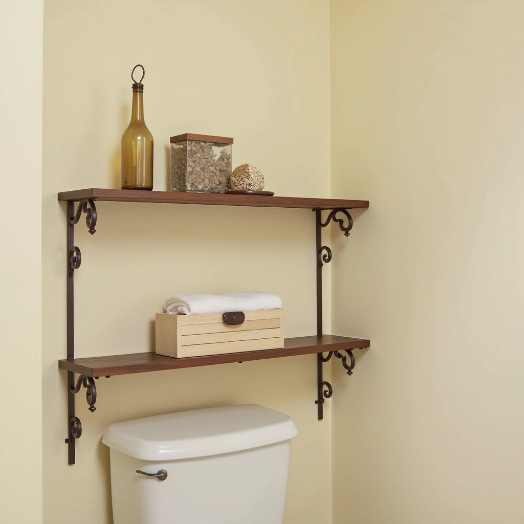 10. Shelves with Ornate Iron Brackets