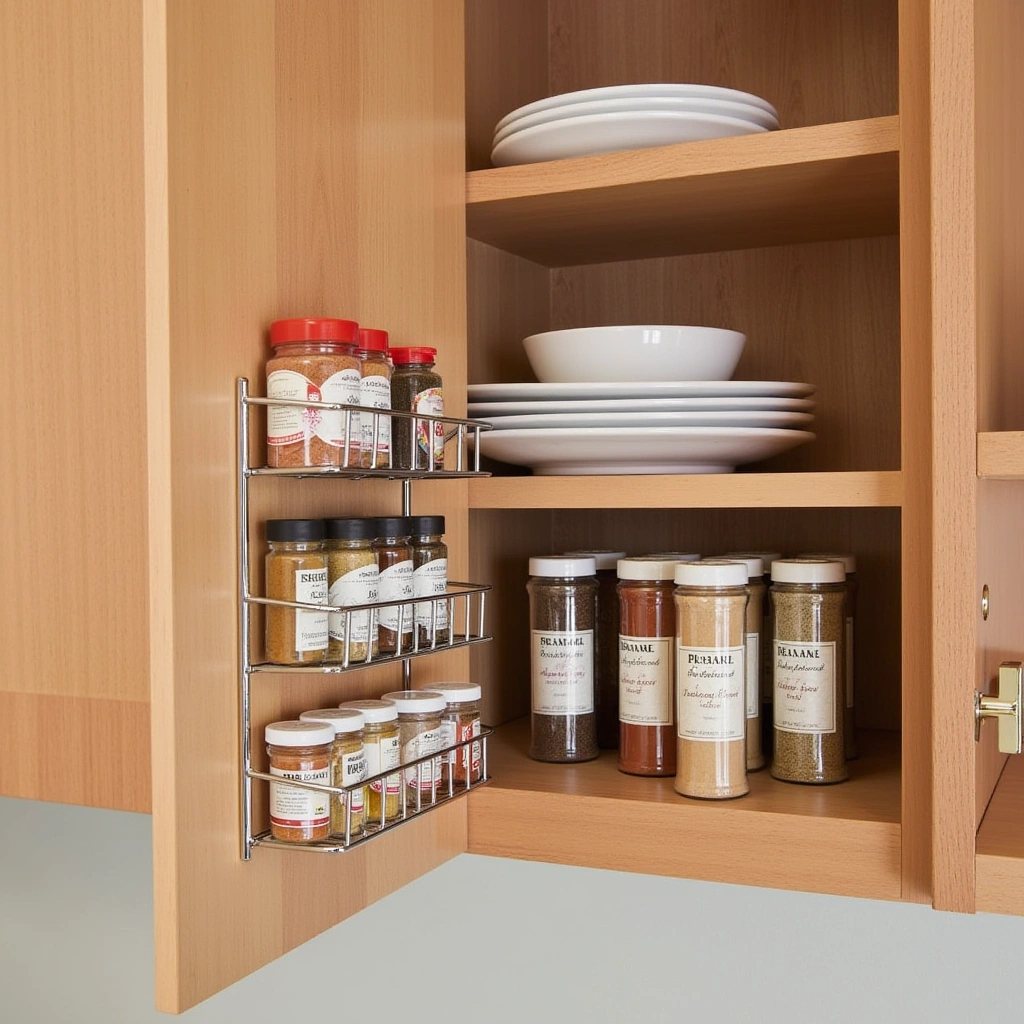 7. Hanging Spice Racks: Utilize Unused Space