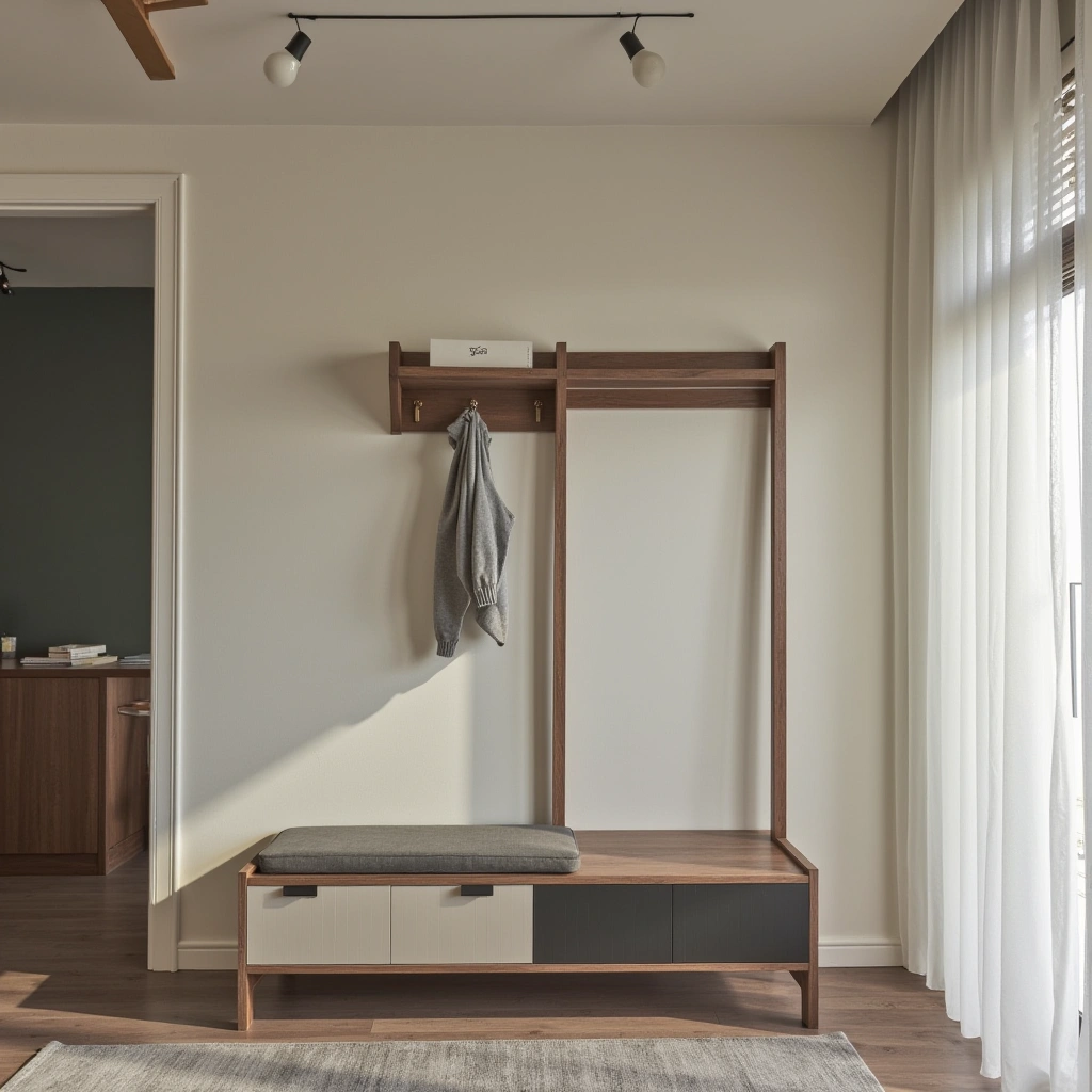 2. Modern Minimalist Hall Tree with Clean Lines