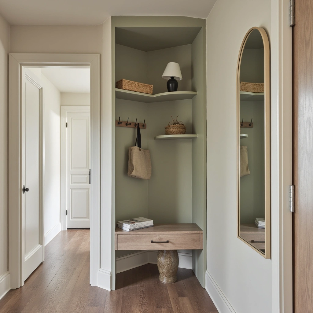 9. Corner Hall Tree to Maximize Small Entryways