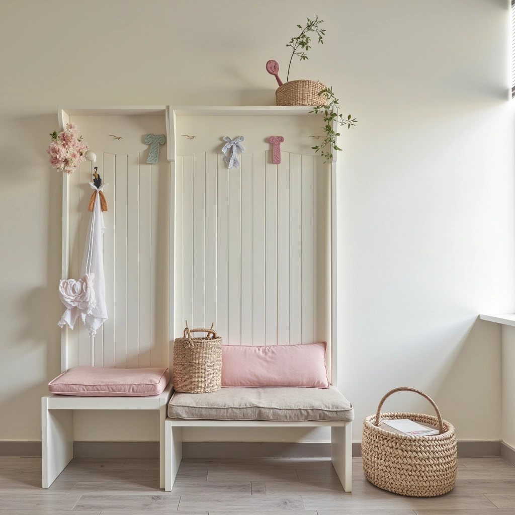 18. White-Painted Hall Tree for a Fresh and Clean Look