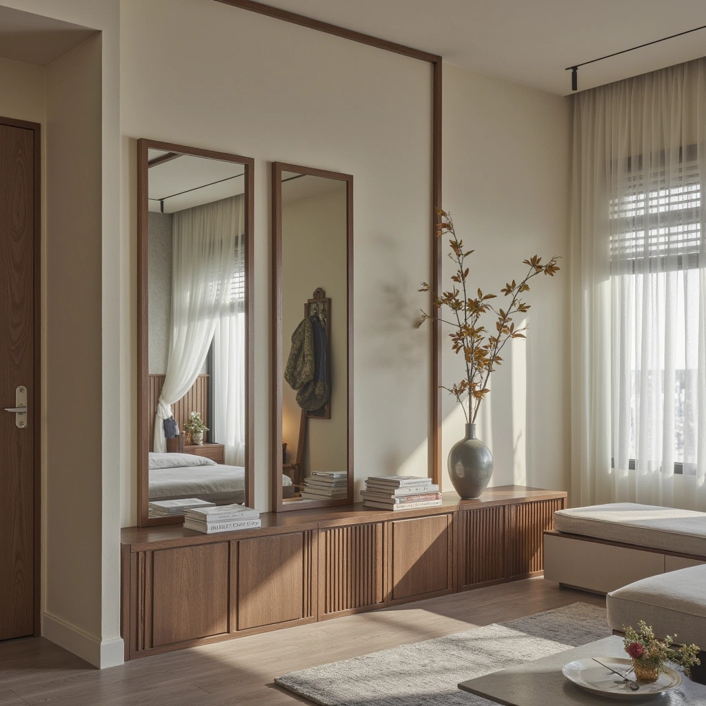 21. Hall Tree with Integrated Mirror for Last-Minute Checks