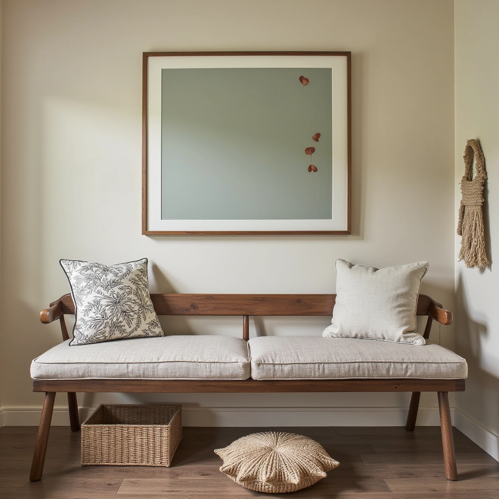 32. Natural Fiber Cushions to Soften the Bench