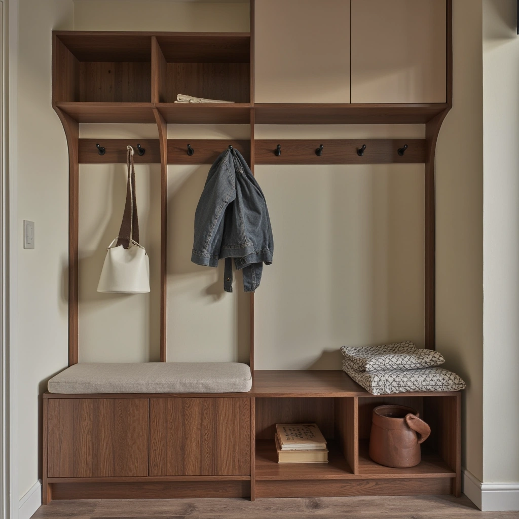 3. Mid-Century Modern Hall Tree with Tapered Legs