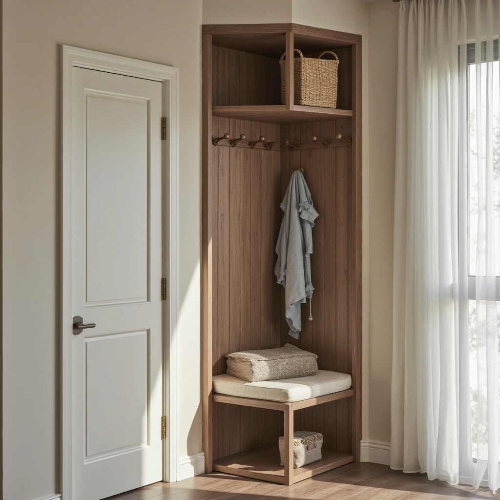 5. Corner Hall Tree for Maximum Space Efficiency