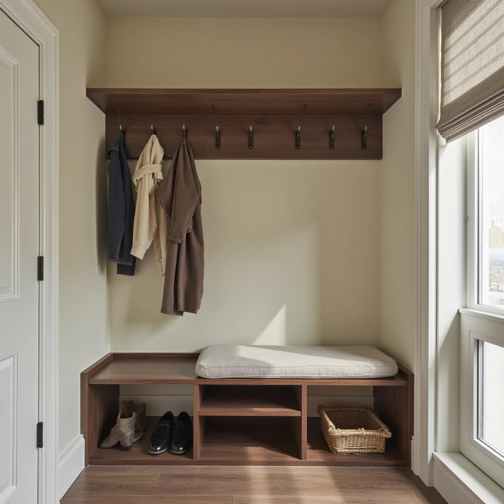 6. Hall Tree with Hidden Storage Compartment