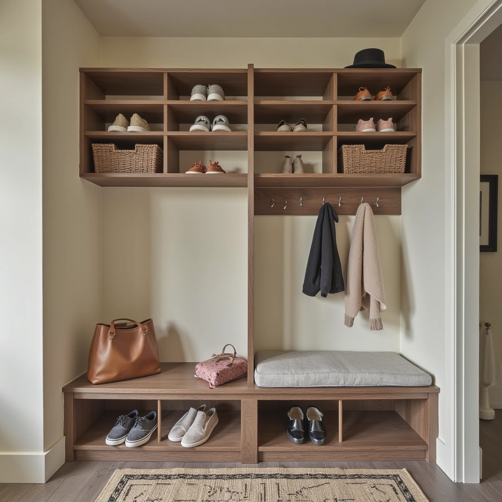 13. Multi-Tiered Hall Tree with Shoe Racks
