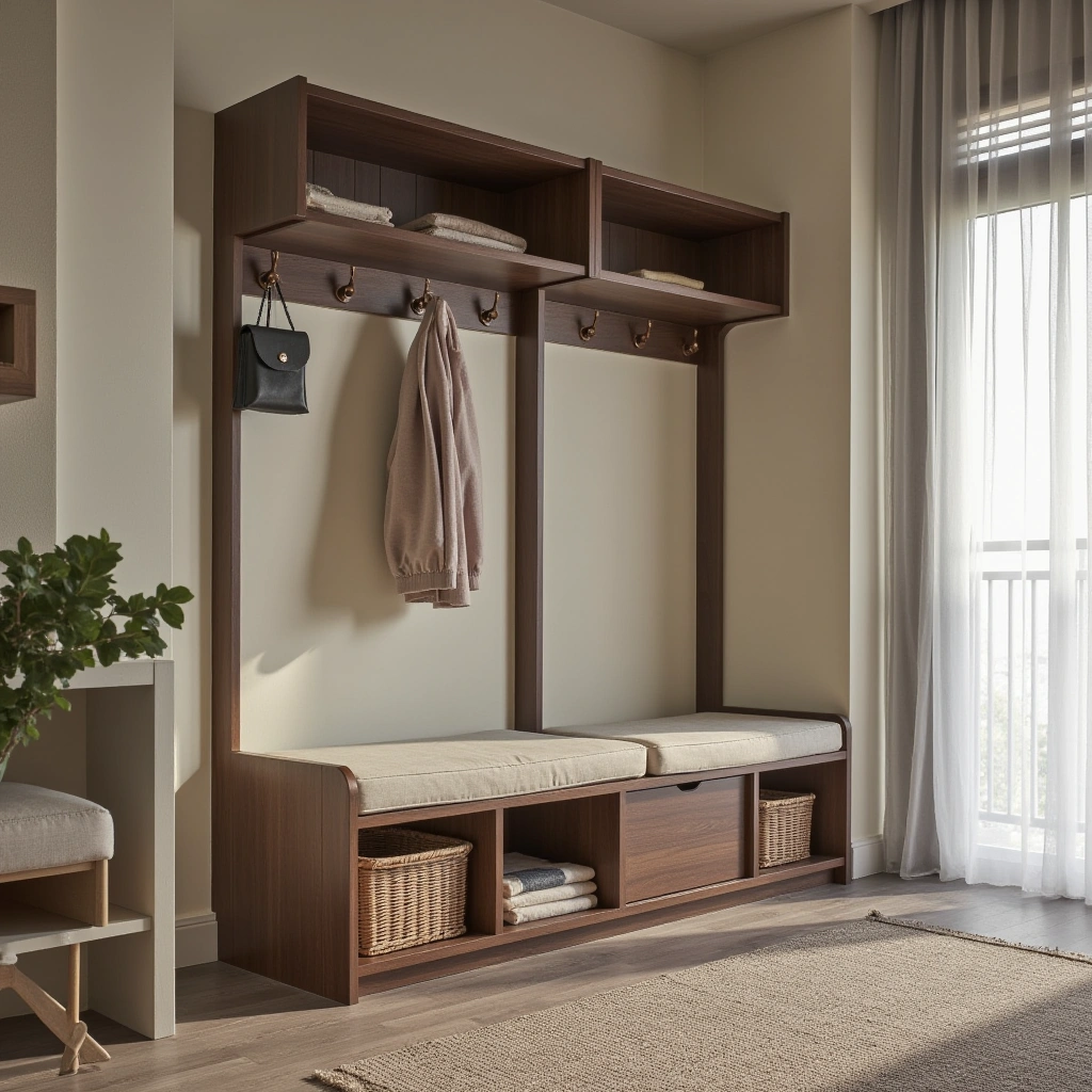 23. Convertible Hall Tree Bench with Fold-Out Storage