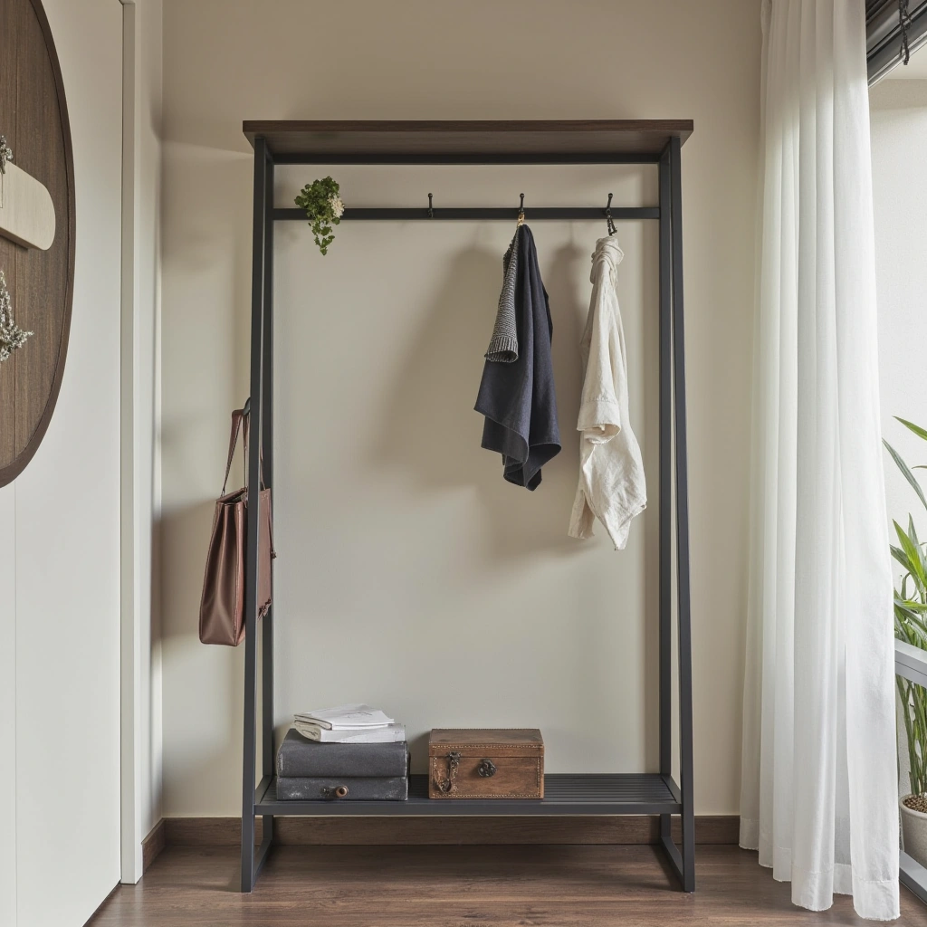 2. Minimalist Metal Frame Hall Tree