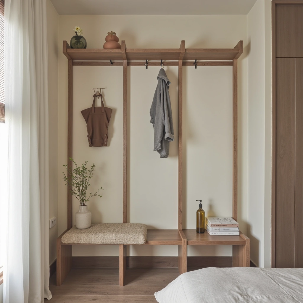 8. Scandinavian-Inspired Hall Tree with Light Wood