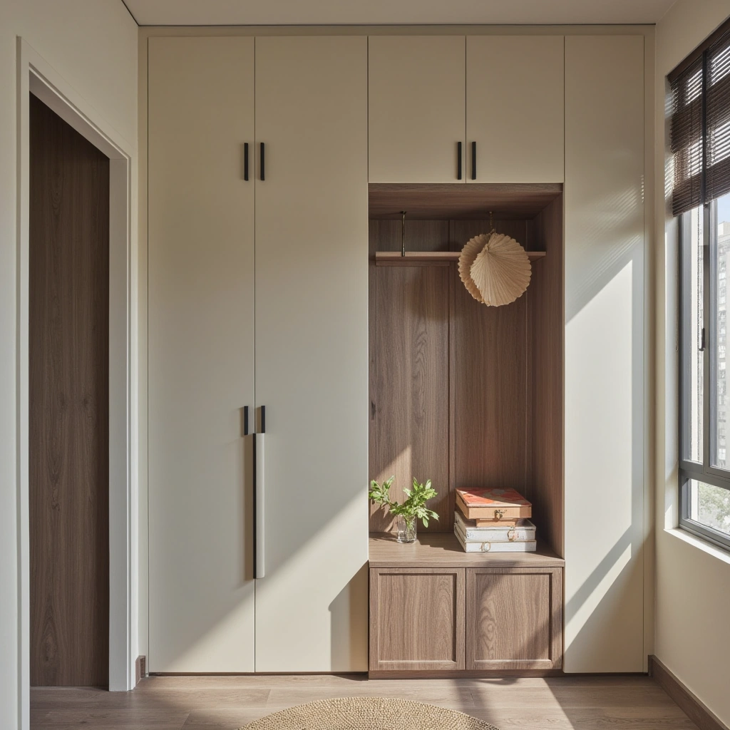 16. Contemporary Hall Tree with Sleek Lines and Glossy Finish