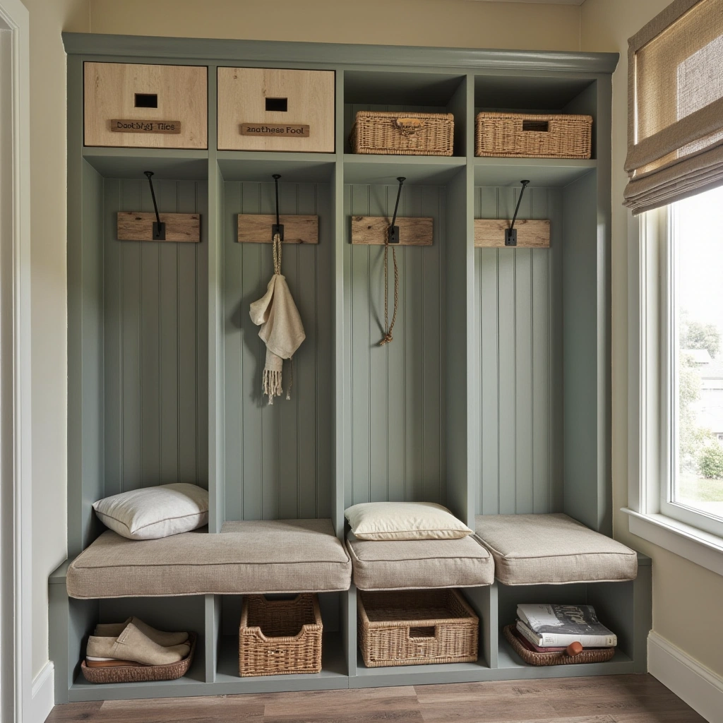 17. Vintage Schoolhouse Hall Tree with Bench and Lockers