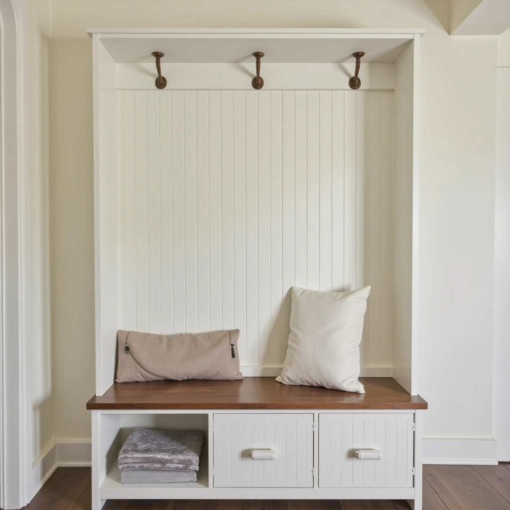 25. Compact Fold-Down Hall Tree Bench