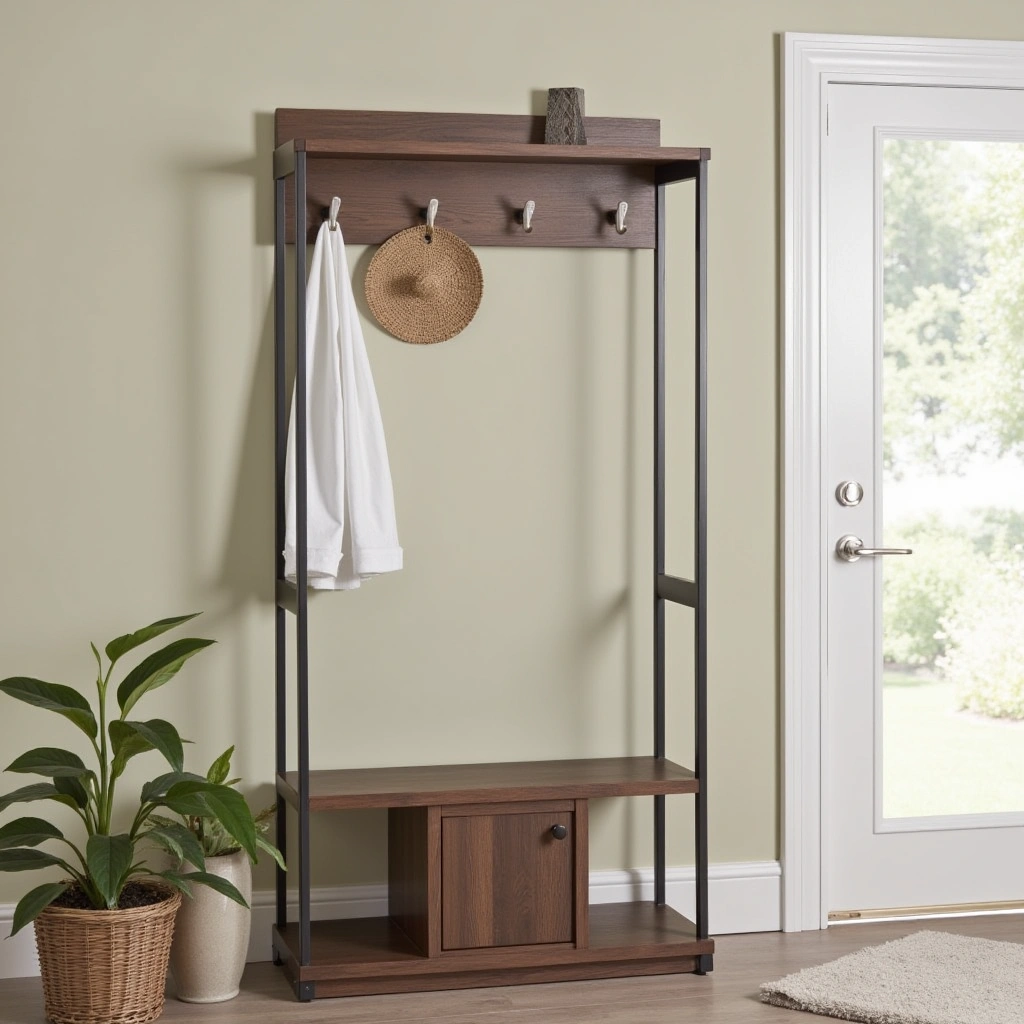 29. Hall Tree with Built-In Umbrella Stand